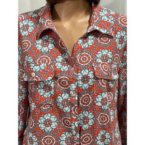 Kim Rogers® Windowpane Utility Shirt - Vibrant Floral Design - Flowy - Size L